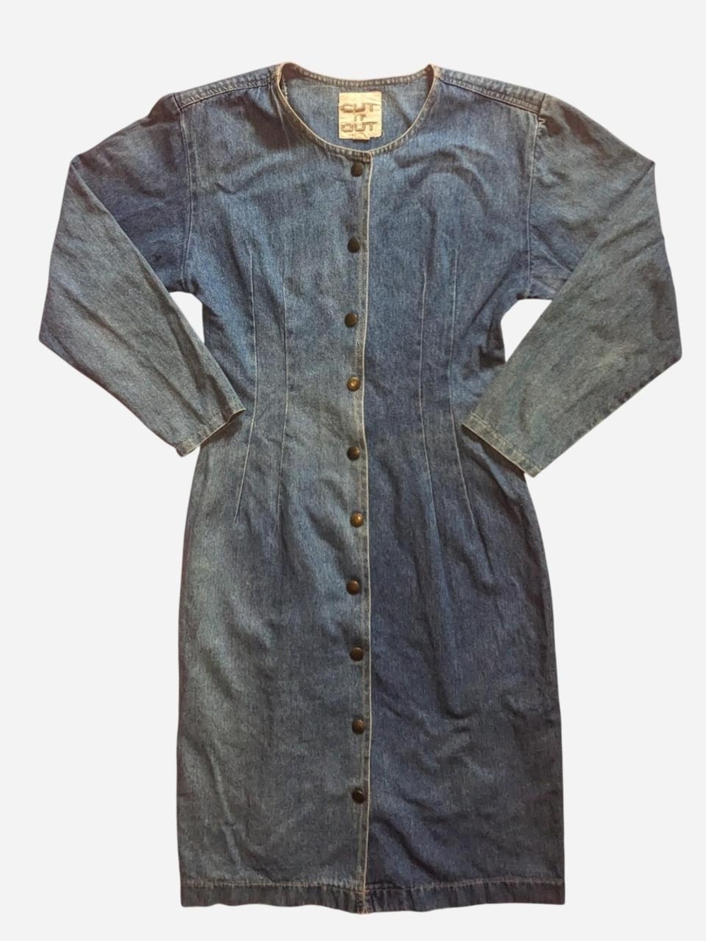 Classic Denim Button-Front Midi Dress